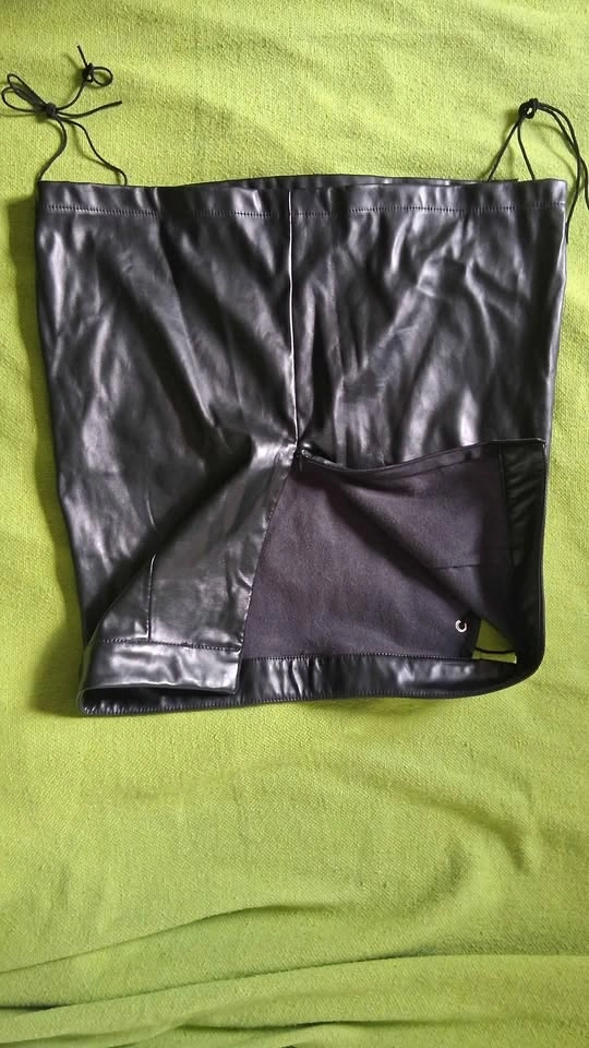 Black Faux Leather Two-Piece Set - Corset Top & Mini Skirt - photo 3
