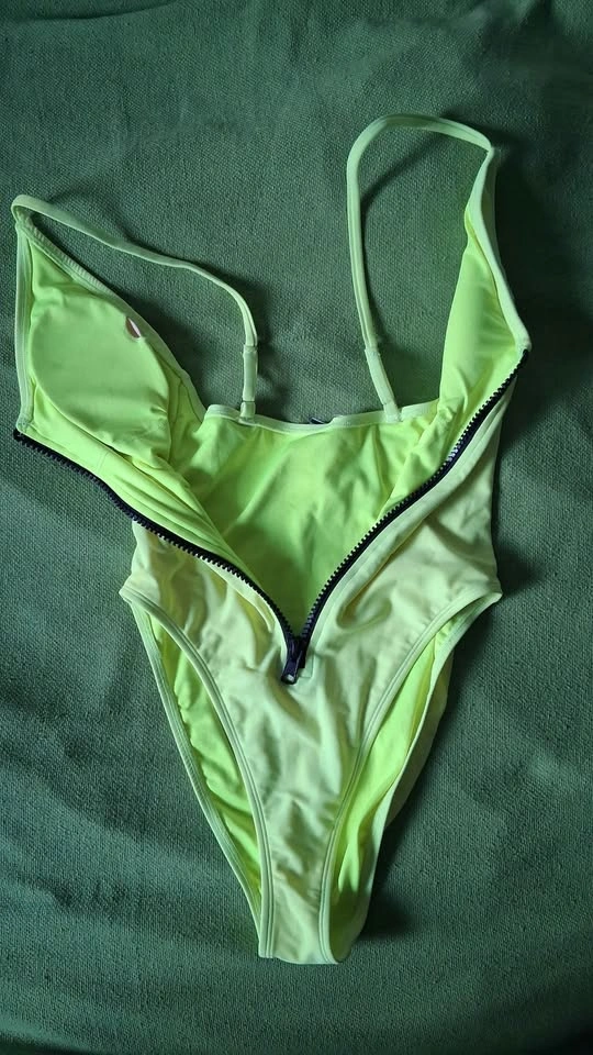 Forever 21 Neon Yellow Zip-Front One-Piece Swimsuit - photo 3