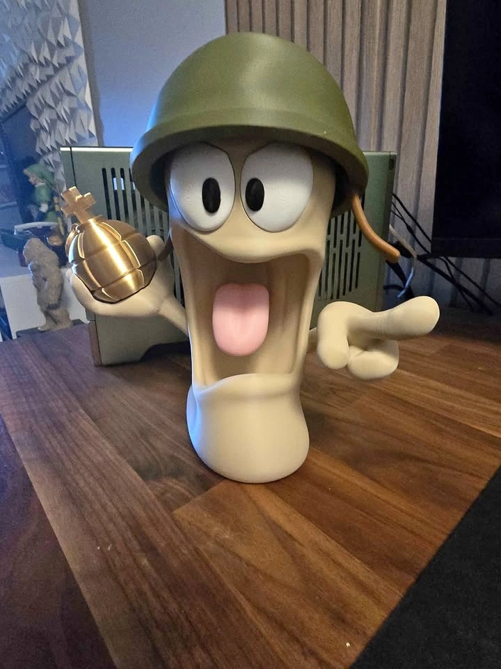 WORMS Sarge – Holy Hand Grenade 3D Printed Display Figure