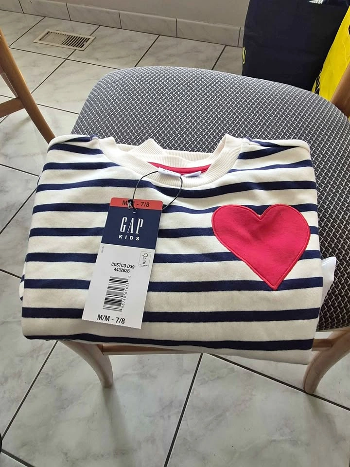 Gap Kids Striped Heart Sweatshirt Size 7/8