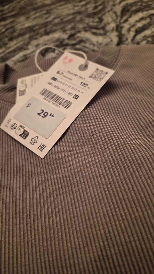 Zara Chromatic Studio Ribbed Long Sleeve Top Size 6-7 - photo 3