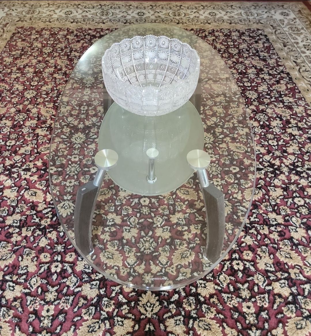 Oval Two-Tier Glass Coffee Table - photo 2