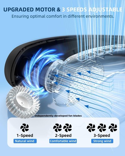 Neck Fan, Bladeless Wearable Hands-Free Portable Fan, 5200mAh - photo 4