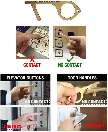 No Contact Hands Clean Hygiene Key Tool Door Opener Brass