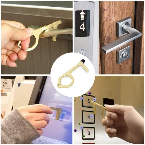 No Contact Hands Clean Hygiene Key Tool Door Opener Brass - photo 2