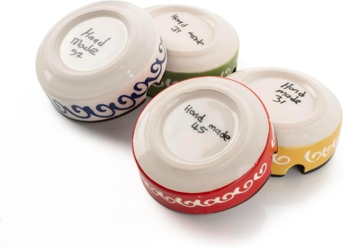 Lot of 4 Ceramic Bowls Hand-Painted Handmade - photo 4