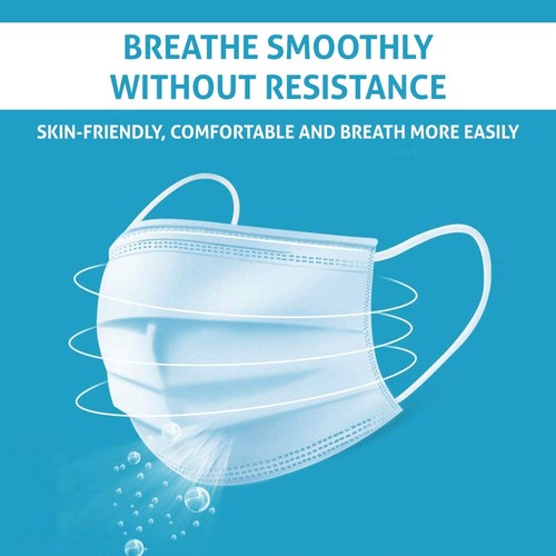 50 PCS Comfort Soft Blue Face Mask Mouth & Nose Protector - photo 5