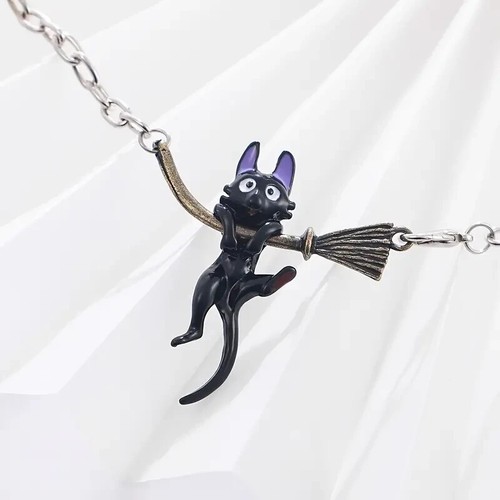 Funky Enamel Black Cat Pendant Necklace Fashion Jewelry Gift
