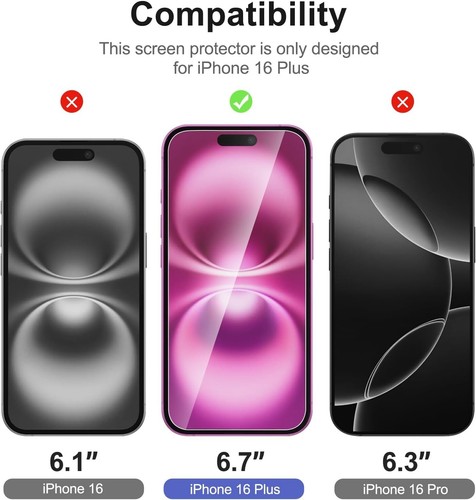 3 Pack Designed for iPhone 16 Plus Screen Protector - photo 3