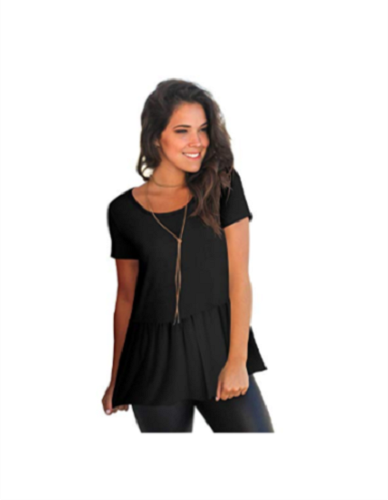 Girls Women's Top Short Sleeve Round Neck Dress Ruffle Hem - photo 4