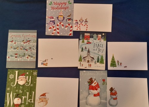 Lot of 5 Christmas Holiday Cards Square 5.25" x 5.25"