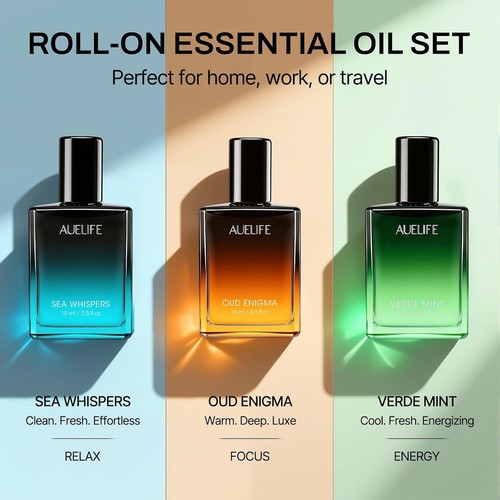 3 x 15ml Roll-On Essential Oil Set for Men