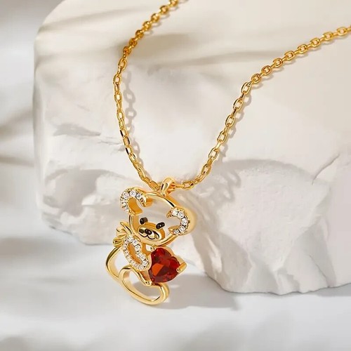 Teddy Bear Necklace Crystal w/ Chain - Gift - photo 2