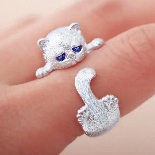 Cat Kitten Design Adjustable Open Animal Paw Finger Ring