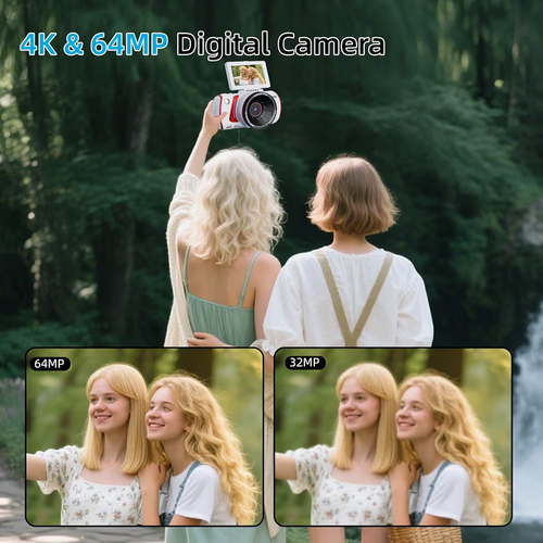 4K Digital Camera 64MP WiFi Vlogging Cam, 18X Zoom, Flip Screen - photo 2
