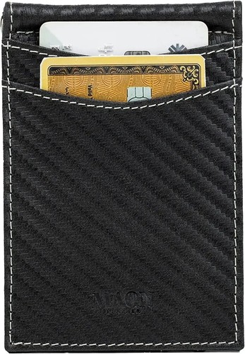 LEATHER Mens Slim Wallet with Money Clip RFID Blocking - photo 2