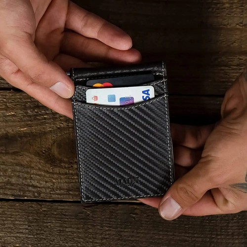 LEATHER Mens Slim Wallet with Money Clip RFID Blocking - photo 3