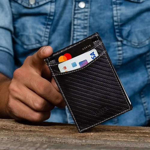 LEATHER Mens Slim Wallet with Money Clip RFID Blocking - photo 5