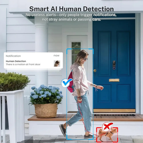 1080p Video Doorbell Camera Wireless with Chime, AI Human Detect - photo 3