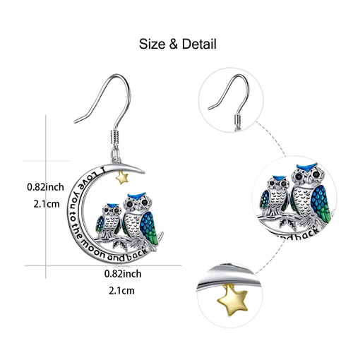 Two Owl Earrings Moon Earrings - photo 3
