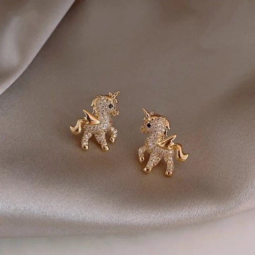 Unicorn Stud Earrings Crystal Fashion Earrings for Women Girl