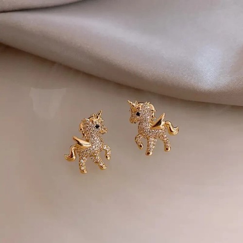 Unicorn Stud Earrings Crystal Fashion Earrings for Women Girl - photo 2