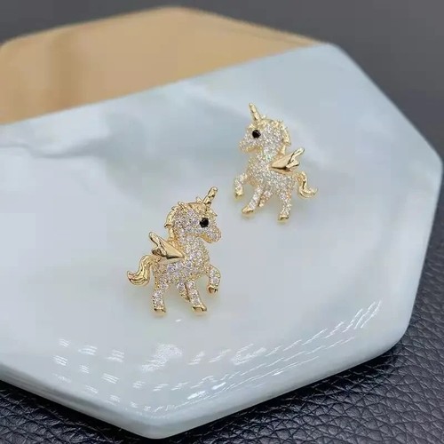 Unicorn Stud Earrings Crystal Fashion Earrings for Women Girl - photo 3