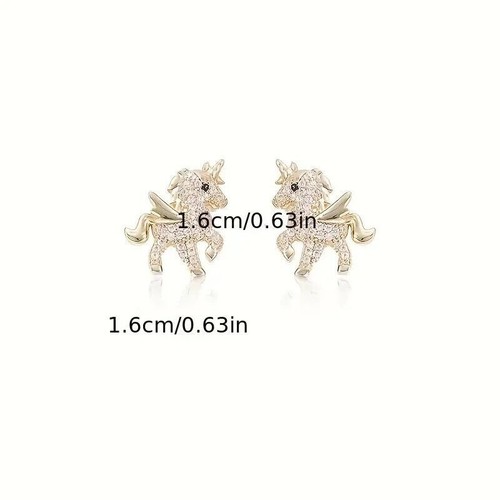 Unicorn Stud Earrings Crystal Fashion Earrings for Women Girl - photo 4
