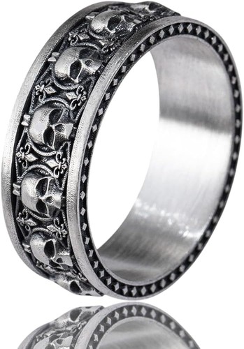 925 Sterling Silver Vintage Skull Oxidized Ring