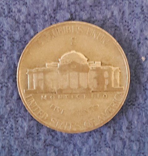 1943 S Jefferson Wartime Nickel 35% Silver 5c US - photo 2