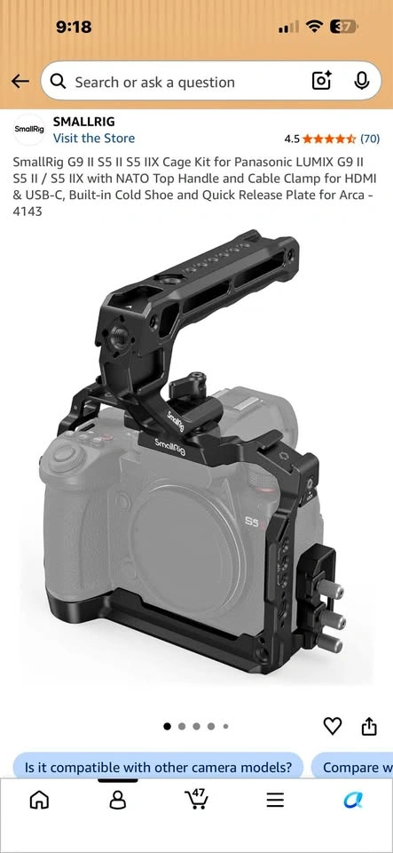 Smallrig LUMIX S5ii S5iix G9ii cage with handle and cable clamp