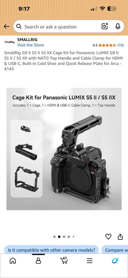 Smallrig LUMIX S5ii S5iix G9ii cage with handle and cable clamp - photo 2