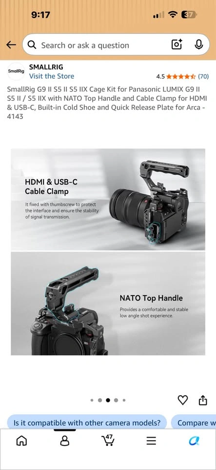 Smallrig LUMIX S5ii S5iix G9ii cage with handle and cable clamp - photo 3