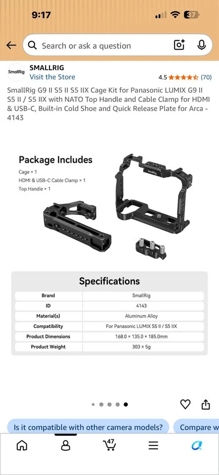 Smallrig LUMIX S5ii S5iix G9ii cage with handle and cable clamp - photo 4