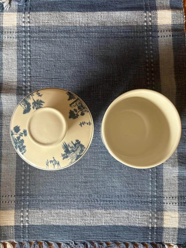Blue Toile Ceramic Butter Crock - photo 2