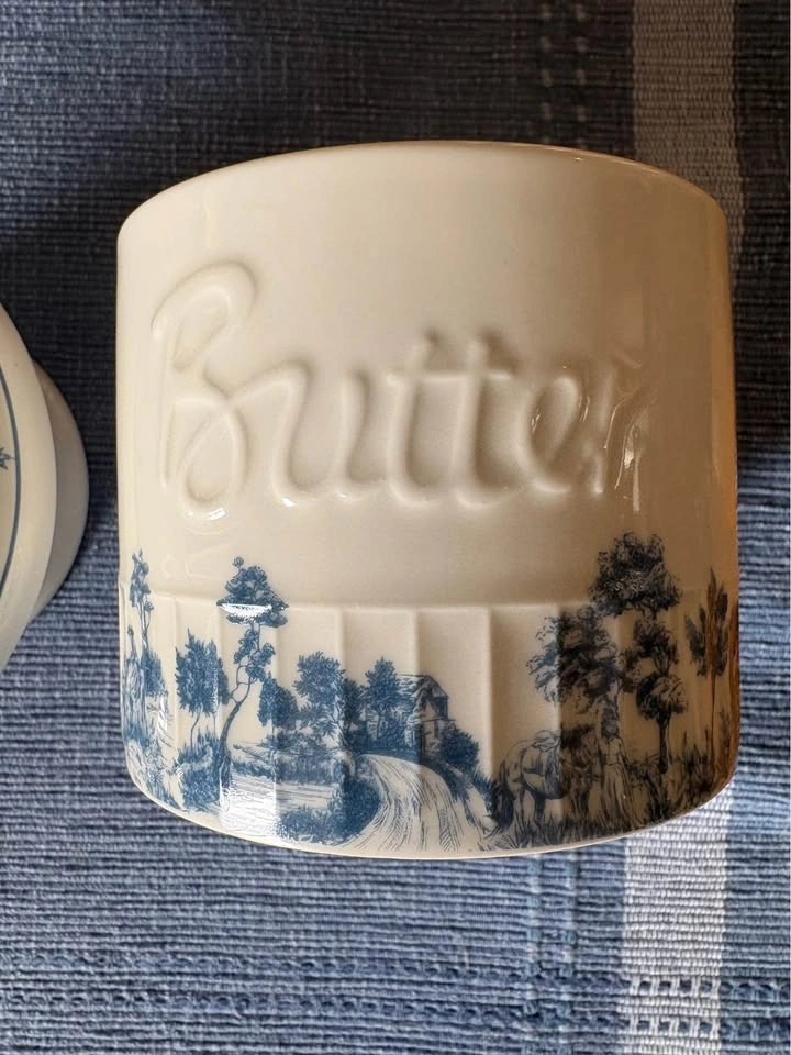 Blue Toile Ceramic Butter Crock - photo 4