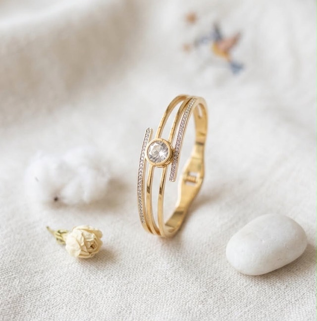 Gold-Tone Multi-Strand Crystal Bracelet
