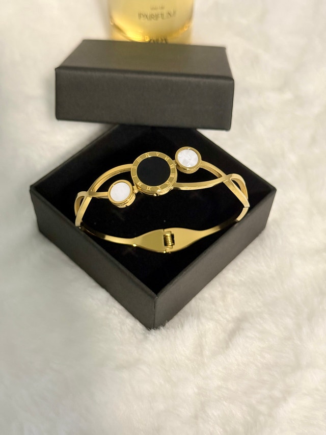 Gold-tone Roman Numeral Bangle Bracelet