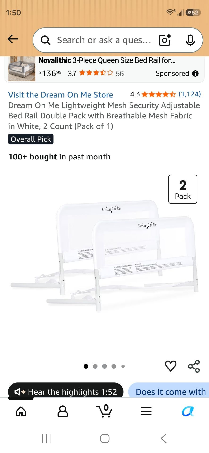 Dream On Me Toddler Bed Rail Guard - photo 2