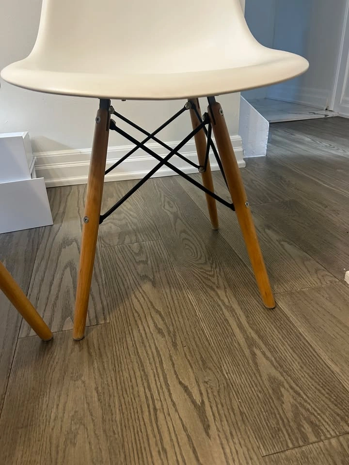 2 Structube Eiffel Dining Chairs – White + Natural Wood - photo 3