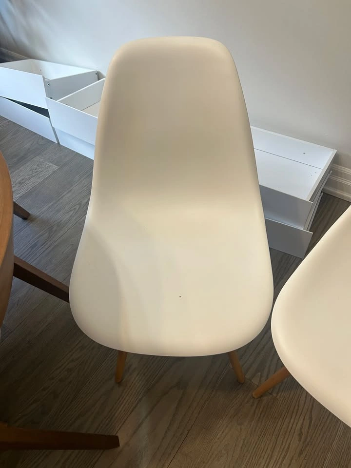 2 Structube Eiffel Dining Chairs – White + Natural Wood - photo 4