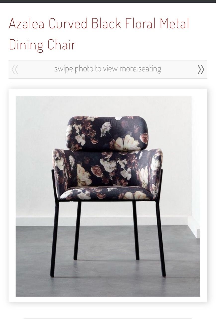 Azalea Curved Black Floral Metal Dining Chair