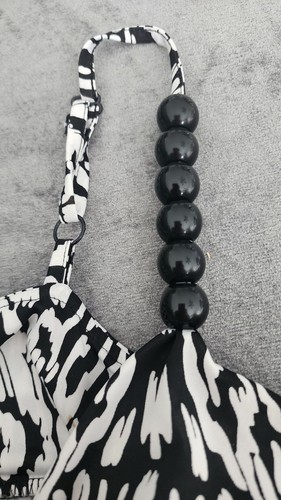 Elegant White & Black Spaghetti Beaded Straps Dress. Size S. - photo 5