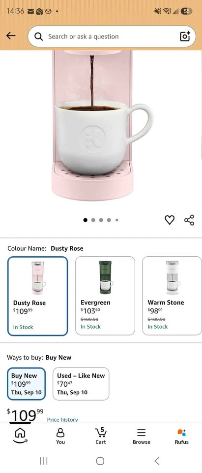 Keurig K-Mini Single Serve Coffee Maker Dusty Rose - photo 4