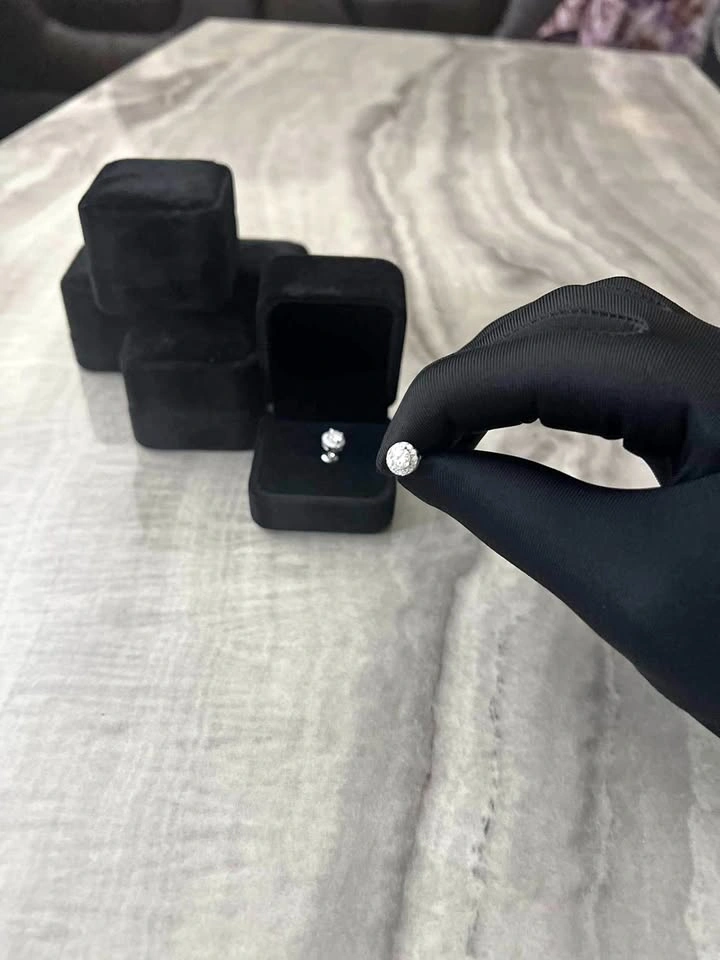 HALO STUD EARRINGS 💎 - SILVER & LAB DIAMONDS