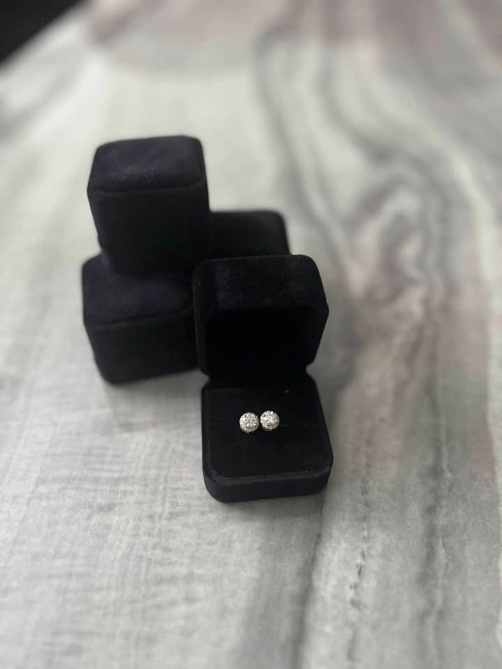 HALO STUD EARRINGS 💎 - SILVER & LAB DIAMONDS - photo 2
