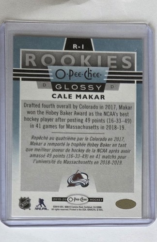 Cale Makar 2019 Upper Deck OPC Glossy Rookie Card R-1 - photo 3