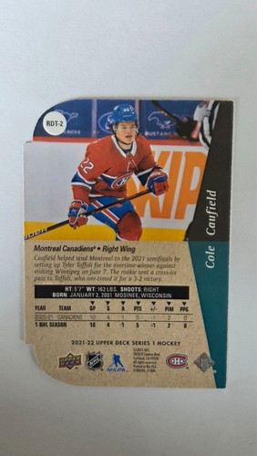 2021-22 Upper Deck Series 1 Hockey COLE CAUFIELD #RDT 2 GOLD ROO - photo 3