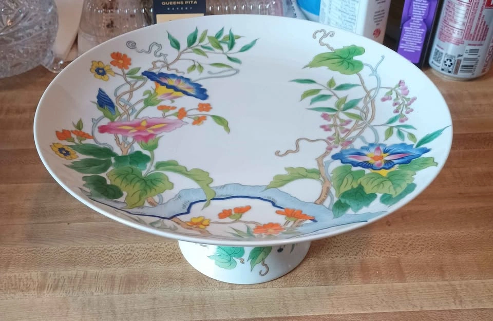 Vintage Morning Glory by Eda Mann Cake Plate Pedestal Dish