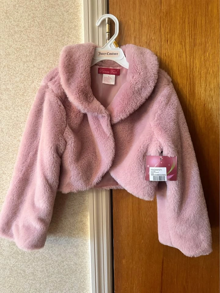 Princess Faith Pink Faux Fur Jacket - size 8 - photo 2